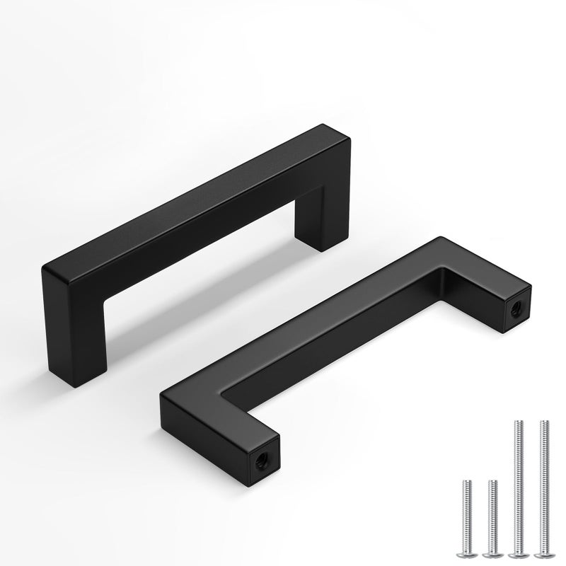 homdiy 15 Pack Black Cabinet Pulls 5-1/16 Inch Matte Black Cabinet Pulls Stainless Steel Dresser Handles, Center to Center 128mm Drawer Handles Stainless Steel Dresser Hardware Square Bar Hardware - Image 1